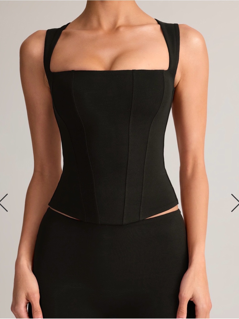 Oh Polly Black Structured Square-Neck Corset Top